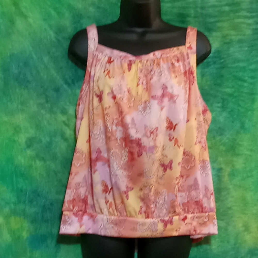 Pink & Orange Butterfly Tank Top 2X